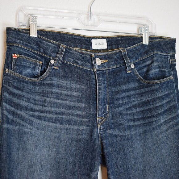 Hudson Krista Super Skinny Sz 31 Distressed 5 Pocket Dark Wash Denim Pants Jeans - Picture 5 of 16